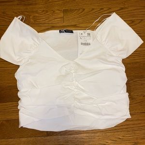 White off the shoulder crop top